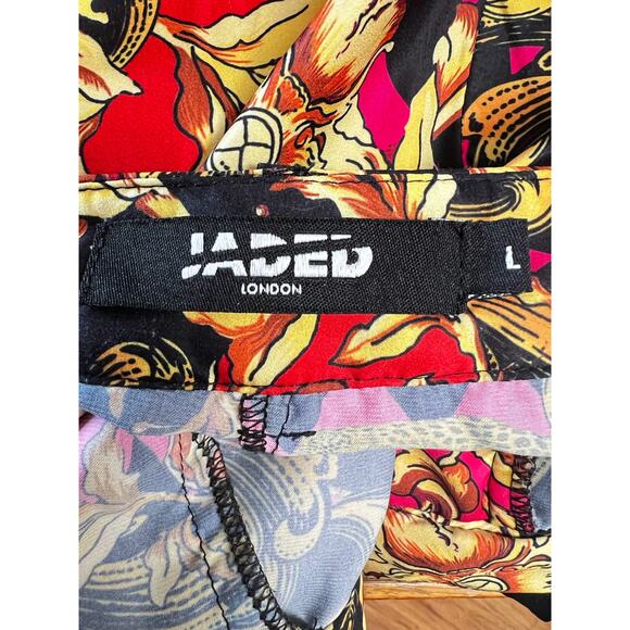 Jade London Palazzo Pants Sz L Animal Print Side Pockets Zip Front Closure - Picture 8 of 11